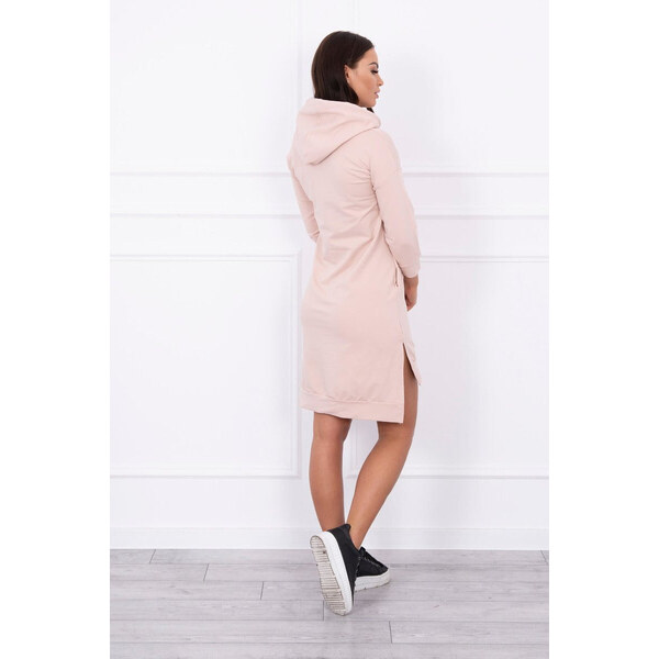 K-Fashion Šaty s dlhším chrbtom a farebnou potlačou v tmavo púdrovo 49758375