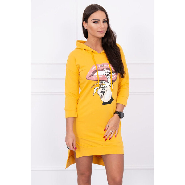 K-Fashion Šaty s dlhším chrbtom a farebnou horčicovou potlačou 49758377