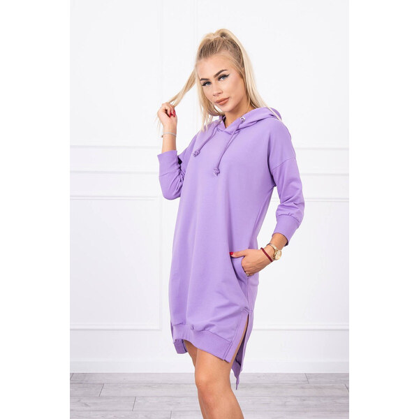 K-Fashion Šaty s kapucňou a dlhším chrbtom fialové 49758894