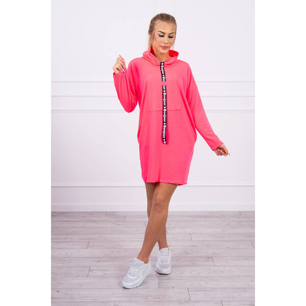 K-Fashion Šaty s kravatou ružové neónové 49759082