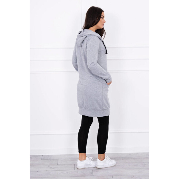 K-Fashion Šatová bunda s kapucňou šedá melange 49758335