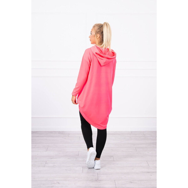 K-Fashion Mikina s dlhým chrbtom a kapucňou ružová neónová 44559533