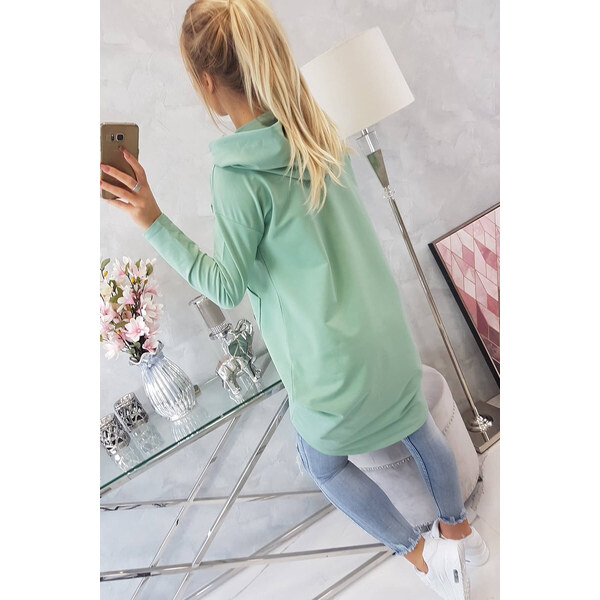 K-Fashion Mikina s kapucňou s dlhým zadným dielom tmavo mätová 44559639