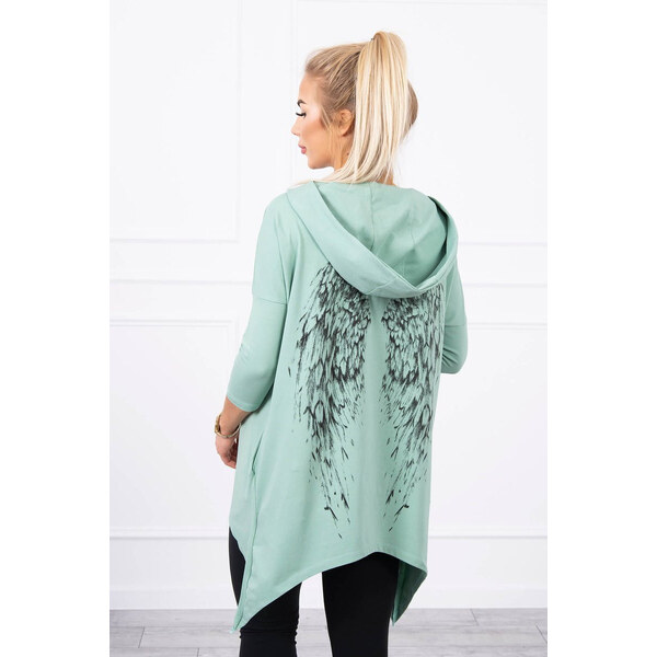 K-Fashion Tmavá mätová mikina s potlačou krídel 66665987