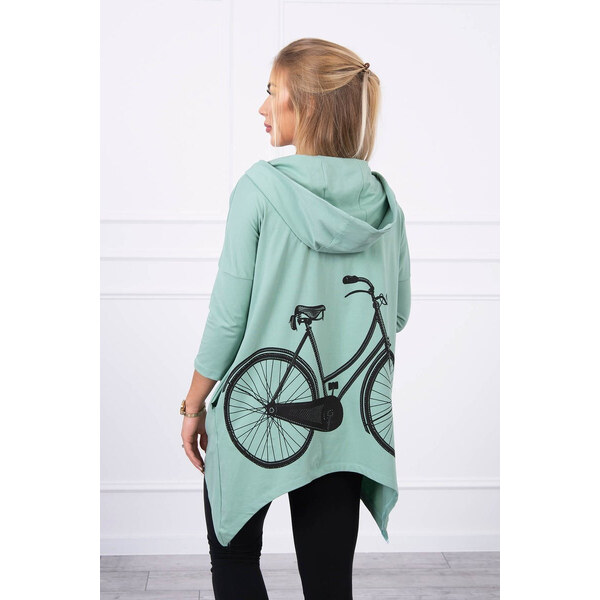 K-Fashion Mikina s potlačou kolesa tmavo mätová 44559719