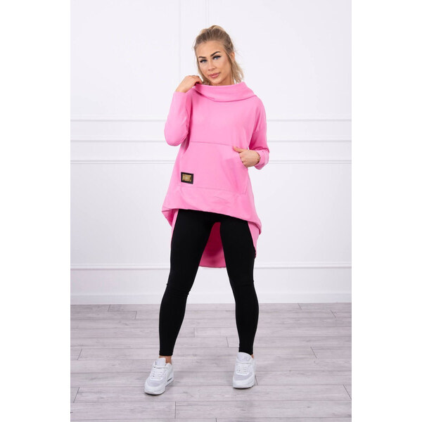 K-Fashion Mikina s kapucňou s dlhým chrbtom ružová 44559882