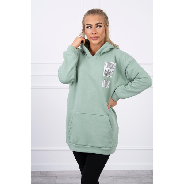 K-Fashion Mikina s kapucňou a nášivkami tmavo mätová 44559947