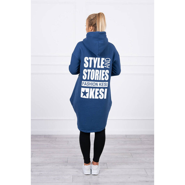 K-Fashion Zateplená mikina s dlhým chrbtom a kapucňou, tmavo modrá 44560015