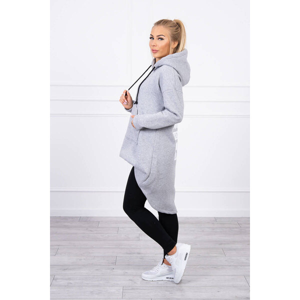 K-Fashion Zateplená mikina s dlhým chrbtom a kapucňou sivá 44560016