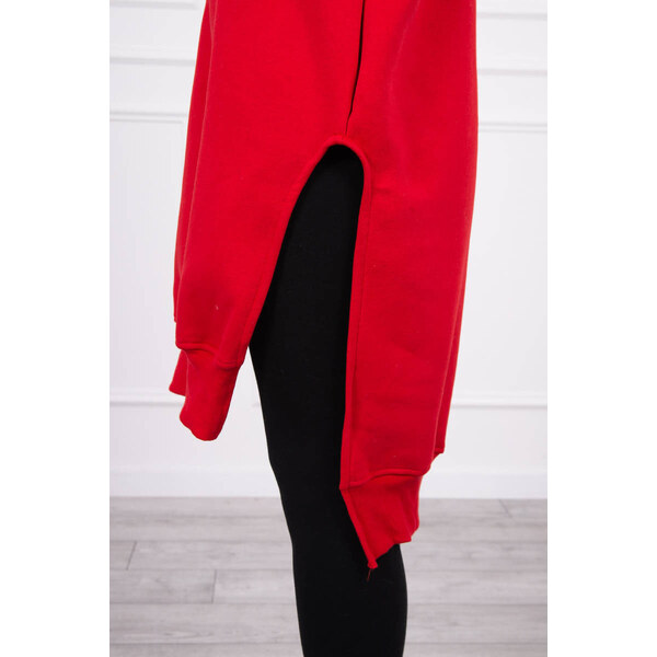 K-Fashion Mikina s bočnými rázporkami červená 44560036