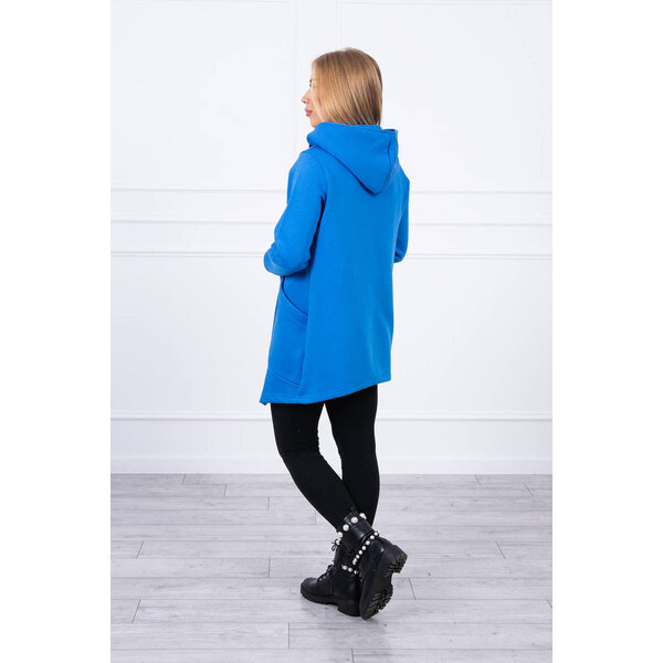 K-Fashion Zateplená mikina s asymetrickým zipsom nevädzovo modrá 44560088