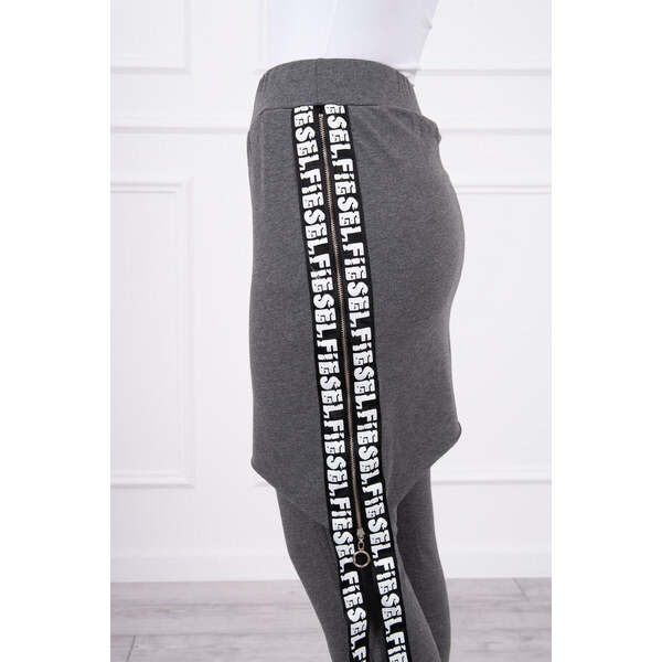 K-Fashion Nohavice/oblek s nápisom selfie graphite 44559065