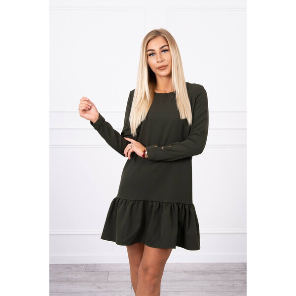 K-Fashion Šaty s khaki volánom 66665724