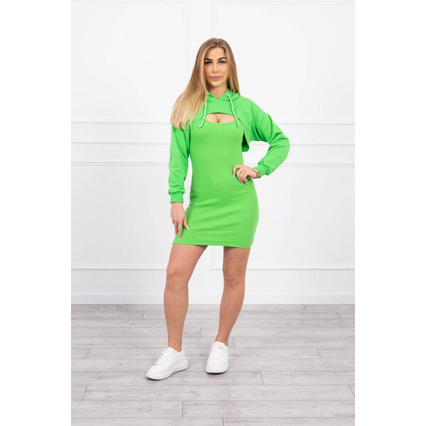 K-Fashion Šaty s mikinou zelené neónové 49759529