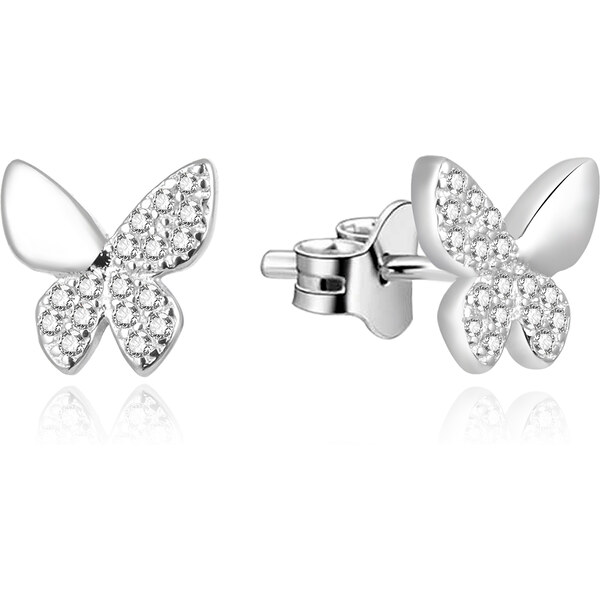 Beneto Pôvabné strieborné náušnice so zirkónmi Motýliky AGUP2057 66592085