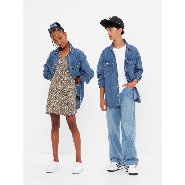 GAP Chlapčenská džínsová oversize košeľa Unisex 453159-00 66268390