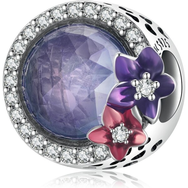 Royal Fashion strieborný prívesok Fialové brúsené sklo 55431559