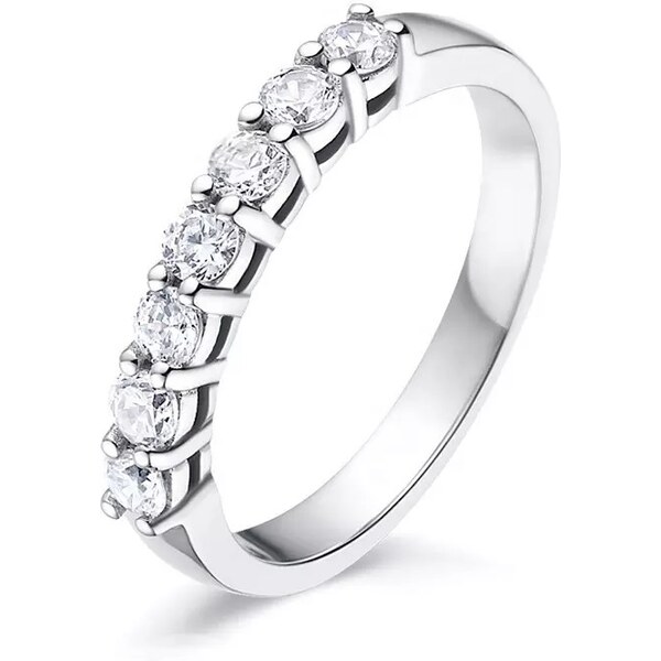 Royal Fashion strieborný rhodiovaný prsteň s drahokamami moissanity 41336151