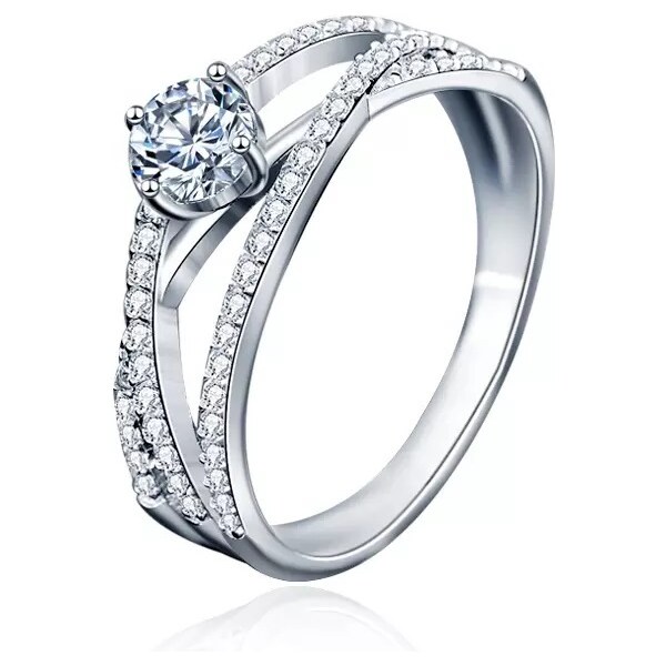 Royal Fashion strieborný rhodiovaný prsteň s drahokamom moissanitom 41336942