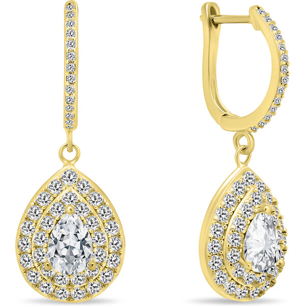 Brilio Silver Luxusné pozlátené náušnice so zirkónmi EA488Y 66582711