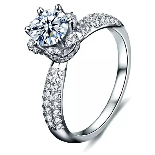 Royal Fashion strieborný rhodiovaný prsteň s drahokamom moissanitom 41336937