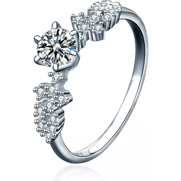 Royal Fashion strieborný rhodiovaný prsteň s drahokamom moissanitom 41336150