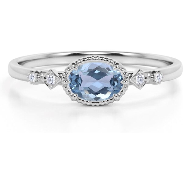 Olivie Strieborný prsteň MODRÝ TOPAZ 7030 34910767