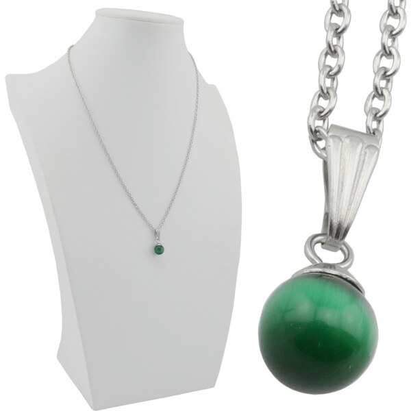 CITY STORM Retiazka s korálkou z mačacieho oka v zelenom prevedení 66889159