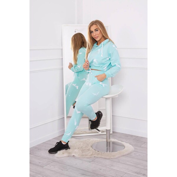 MladaModa Tepláková súprava s potlačou pištolí model 9244 mentolová 23211219