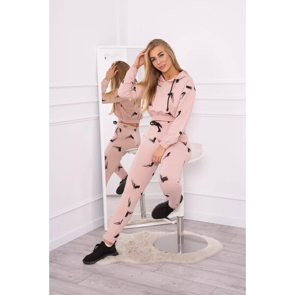 MladaModa Tepláková súprava s potlačou pištolí model 9244 ružová 23211224