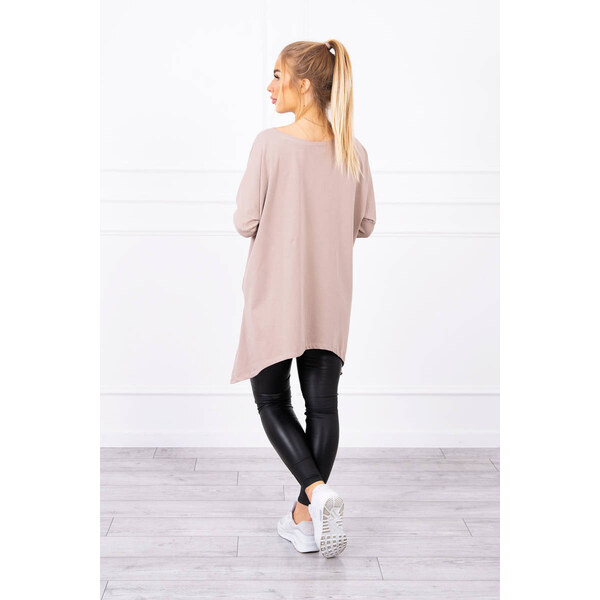 MladaModa Predĺžená blúzka model 8875 tmavá béžová 43383353