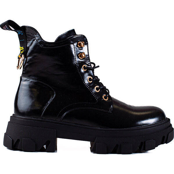 SHELOVET Lakované čierne workery so silnou podrážkou A9707B 66148707