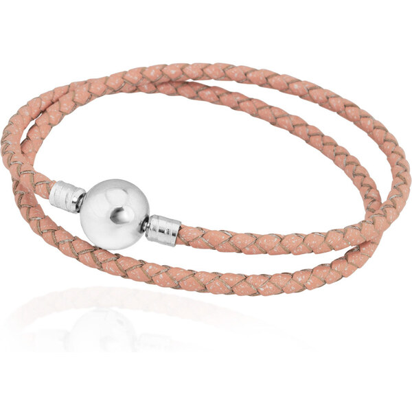 Lindas Jewelry Kožený náramok Dvojitý Svetlo Ružový Chirurgická oceľ 34907943