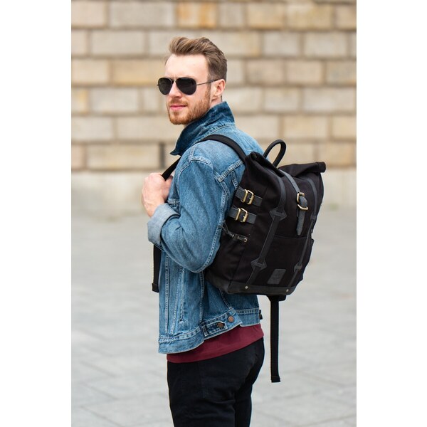 PAOLO PERUZZI Robustný trekingový batoh Vintage | čierna T-40-BL 34908143