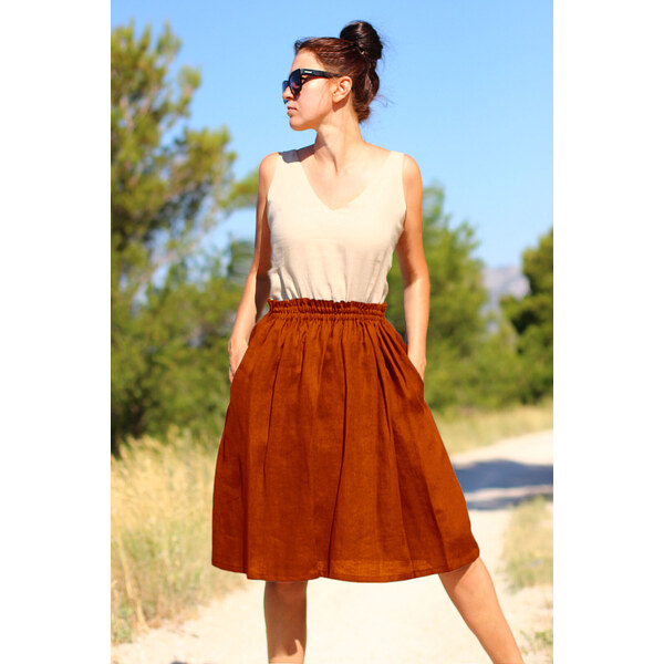 Autorská česká sukňa Lotika zo 100% lanu Premium quality 57498685