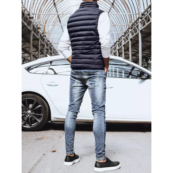 Tmavomodrá pánska prešívaná vesta Dstreet 57624804