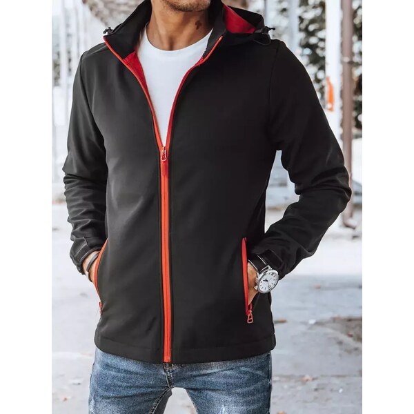 Čierno-červená pánska softshellová prechodná bunda Dstreet 34944833