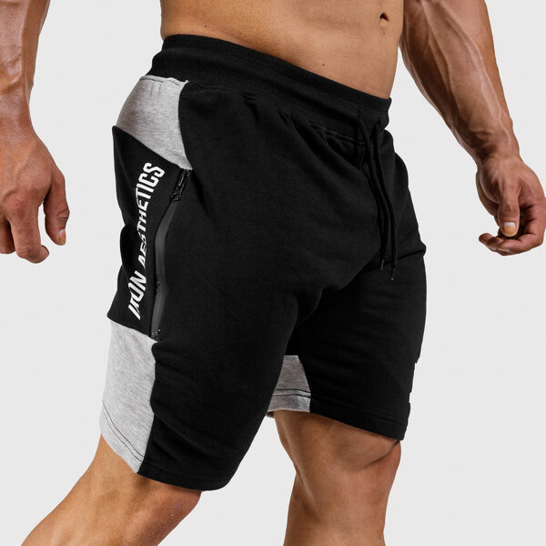 Pánske teplákové kraťasy Iron Aesthetics Panels, čierne 34921695