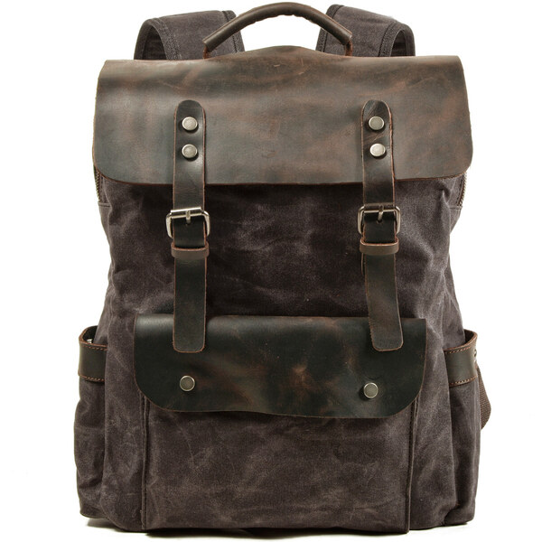 Glara Retro mestský batoh - voskované plátno a koža 36989055