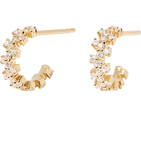 PDPAOLA Trblietavé pozlátené náušnice kruhy LITTLE CROWN AR01-578-U 66580062