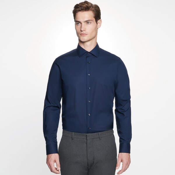Pánska nežehlivá košeľa Slim fit s dlhým rukávom Seidensticker Navy 34984288