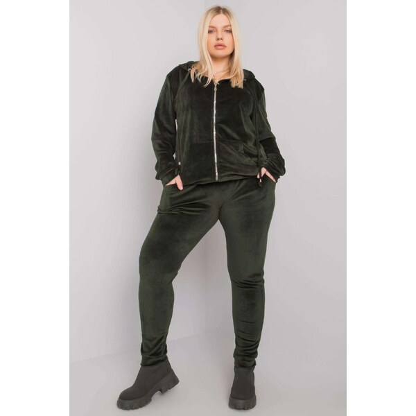 MladaModa Oversize velúrová tepláková súprava Michell farba khaki 35026048