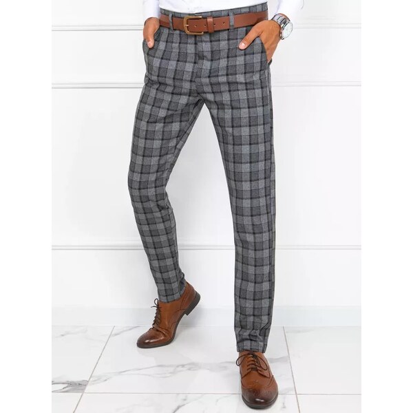 Buďchlap Tmavošedé elegantné nohavice z bavlny 49032903