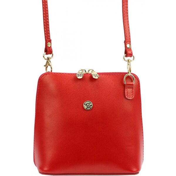 GREGORIO Kožená malá dámska crossbody kabelka červená 35033184