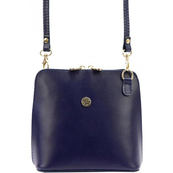 GREGORIO Kožená malá dámska crossbody kabelka tmavo modrá 35033185