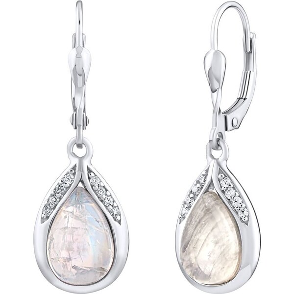 Silvego Strieborné visiace náušnice s pravým Mesačným kameňom 66588871