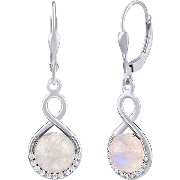 Silvego Strieborné náušnice visiace s pravým Mesačným kameňom 66579703