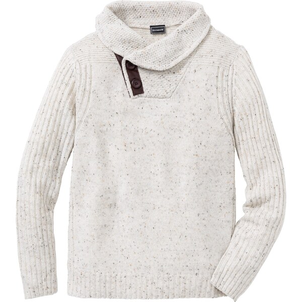 bonprix Pulóver so šálovým golierom, farba béžová 44789305