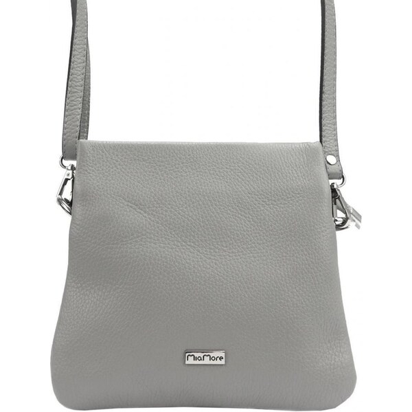 MiaMore Kožená crossbody dámska kabelka s tromi oddielmi stredne šedá 35045527