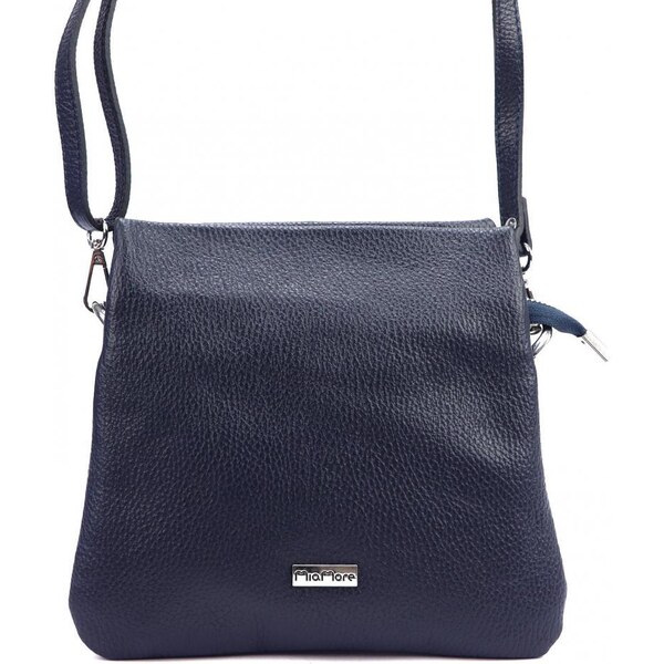 MiaMore Kožená crossbody dámska kabelka s tromi oddielmi tmavo modrá 35045529